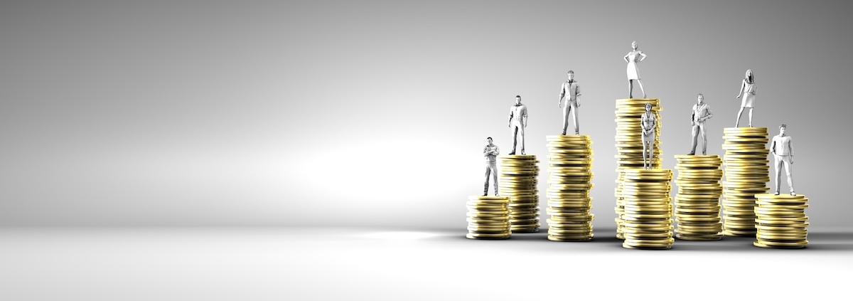 pay structure with coins and people figures